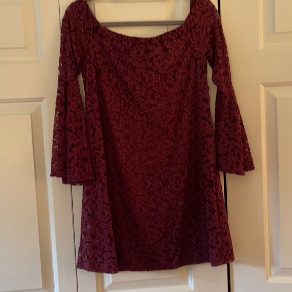As u wish burgundy long sleeved dress